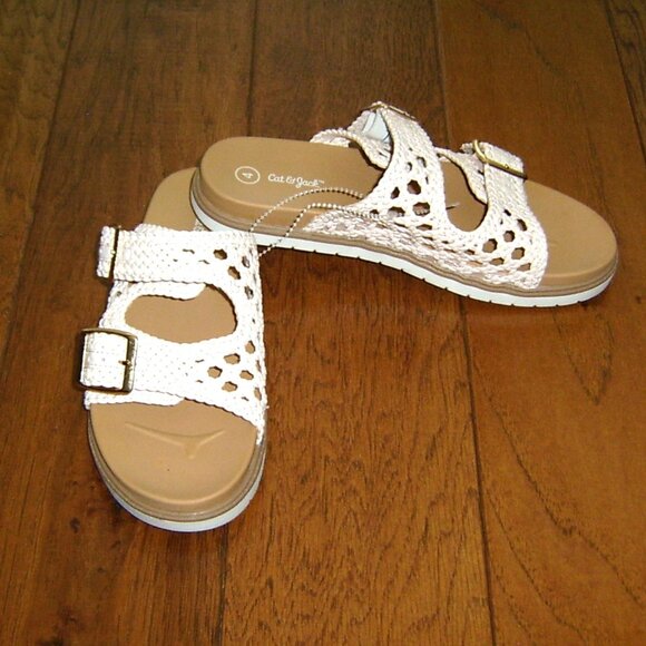 Cat & Jack Light Pink Buckle Sandals, Big Girls Size 4 - Picture 1 of 5